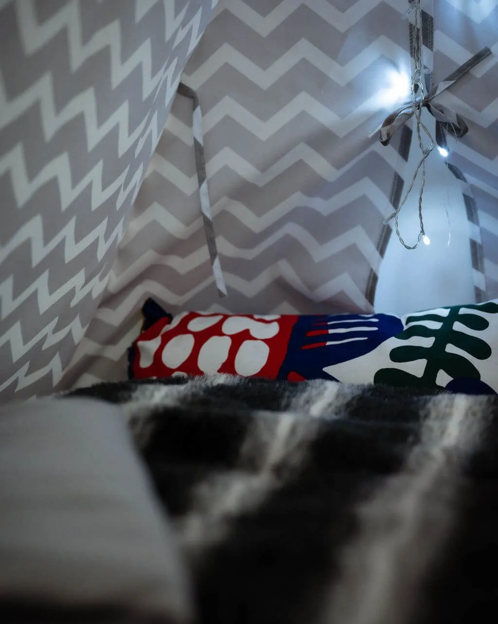Photo showing the inside of a teepee at Cudox Wellbeing, Grimsby